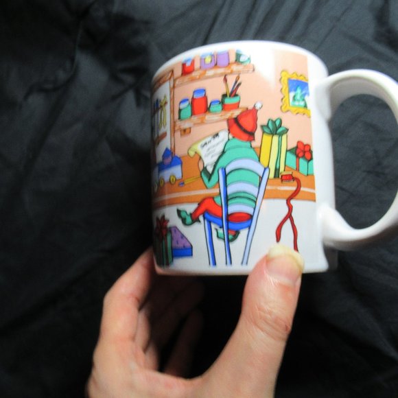 Vintage Sakura Sue Zipkin 1994 elf mug Christmas elf scenes - Picture 7 of 13
